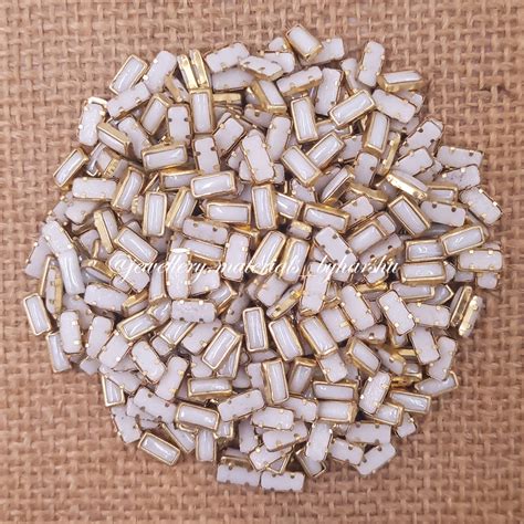 White Pearl Kundan Rectangle 3x7 – Harshu's Craft Store