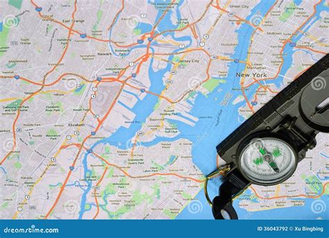 New York map and compass stock photo. Image of north - 36043792