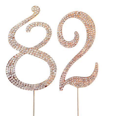 MAGJUCHE Gold 82" Crystal Cake Topper, Number 82 Rhinestones 82nd ...