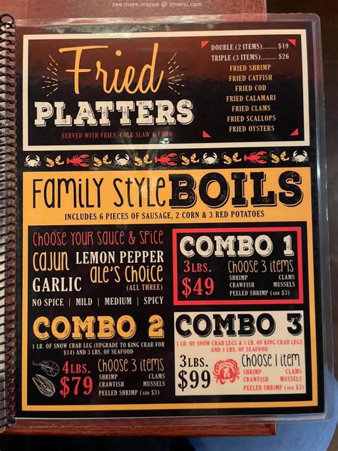 Menu at Ale's Crab House pub & bar, Ridgecrest