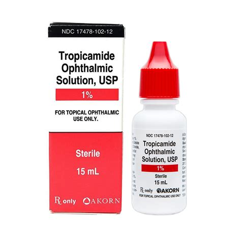 Akorn 17478010212 Tropicamide Ophthalmic 1% Solution, Dropper Bottle 15 ...