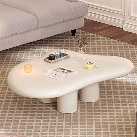 N/A Modern Irregular Cloud Coffee Table, Small White Modern Tea Table ...