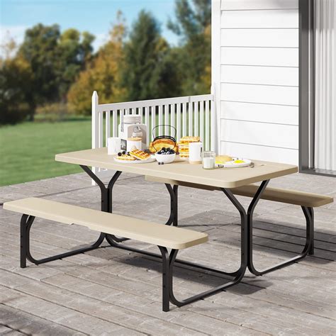 Amazon.com: YITAHOME Picnic Table Heavy Duty Outdoor Picnic Table and ...