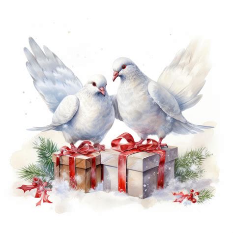 Detailed High Definition Christmas Doves A Stunning Illustration on a ...