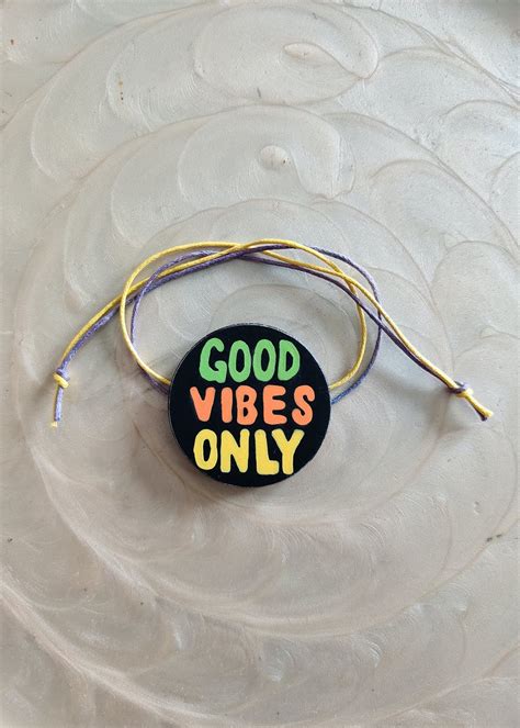 Get Green Wooden Hand Painted Good Vibes Only Brother Rakhi / Badge at ...