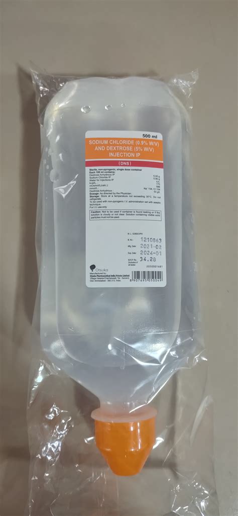 SODIUM CHLORIDE (0.9% W/V) AND DEXTROSE (5% W/V) INJECTION IP (DNS) 500ML