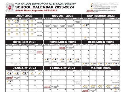 Palm Beach County School Calendar 2023-2024