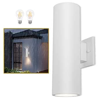 CnengSthy Outdoor Wall Light,Patio Light with Matte White and Tempered ...