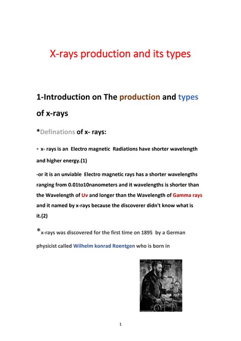 SOLUTION: Science x rays production and its types - Studypool