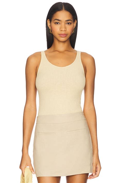 Enza Costa Military Rib Slim Tank Top in Blonde | REVOLVE