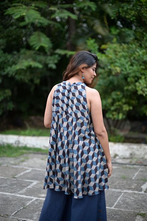 Gentiana Ajrakh Tunic / Dress/ Kurti – Krafted For You