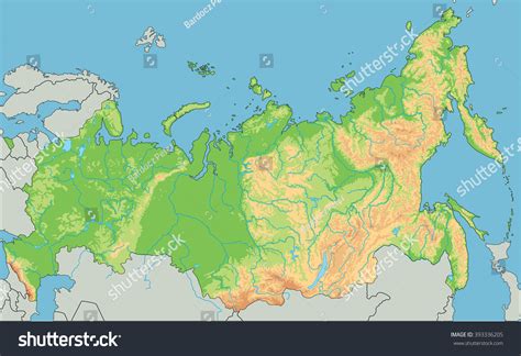High Detailed Russia Physical Map 스톡 벡터(로열티 프리) 393336205 | Shutterstock