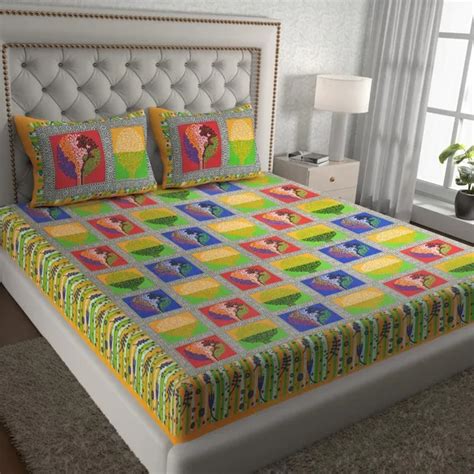 Jaipuri bedsheet Jaipuri Traditional Double Bed Bedsheet with 2 Pillow ...