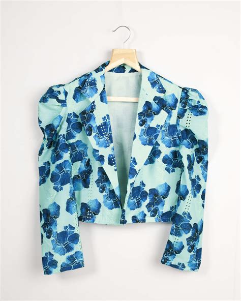 Schiffli Embroidery Puff Sleeve Jacket – Fabcurate