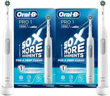 Oral-B Pro 1-1000 Rechargeable Toothbrush 1+1 Bundle - 3D Cleaning ...