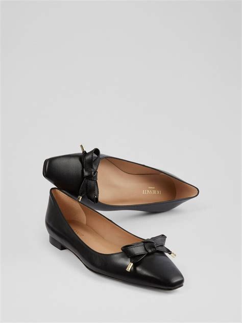 Buy LK Bennett Black Nappa Leather Eyelet Bow Flats from Next India