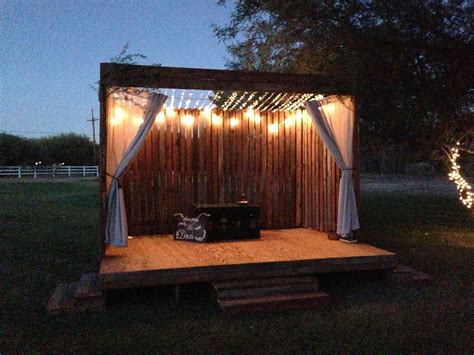 Small stage | Outdoor stage, Outdoor, Backyard wedding lighting