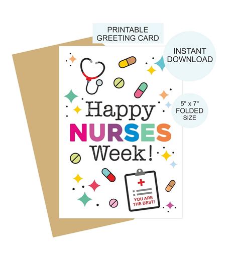 Happy Nurses Week Card Printable / Happy Nurse Week Card / Colorful ...