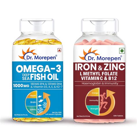 IRON & ZINC + Omega-3 Deep Sea Fish Oil 1000mg Combo – Dr Morepen