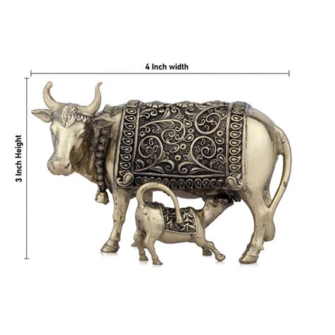 Giri - Cow And Calf Statue | Brass Kamadhenu | Cow And Calf Idol