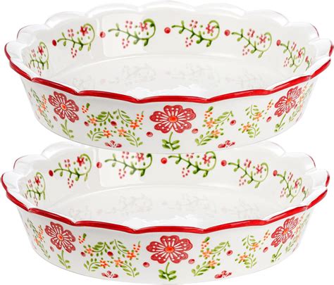 Amazon.com: Coloch 2 Pack Ceramic Pie Plate for Baking with Fluted Rim, 9 Inch Round Pie Dish ...