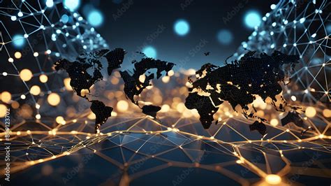 Continent world map. Outline World Map Background. Global network connection. Stock Photo ...