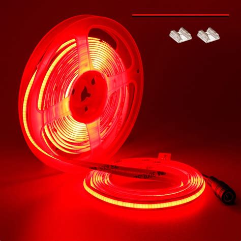 Amazon.com: YUNBO 12V COB LED Strip Light Red 16.4ft Bright Dotless ...