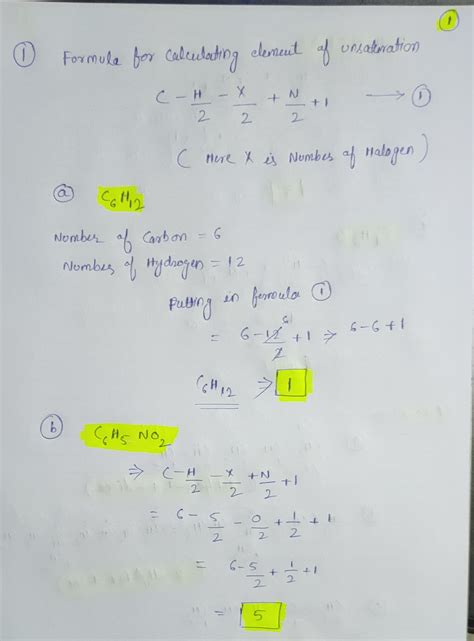 [Solved] 1. Calculate the number of elements of unsaturation implied by the... | Course Hero