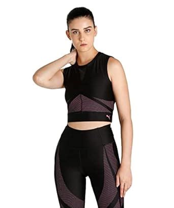 Puma Women's Solid Regular Fit T-Shirt (52239551_Black-Sunset Pink XS ...