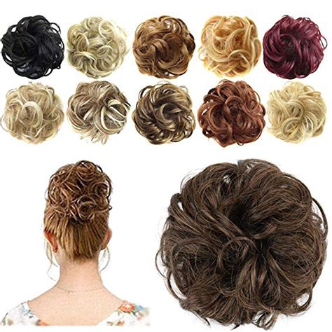 S-noilite Synthetic Hair Bun Extensions Messy Scrunchies Hair Pieces ...