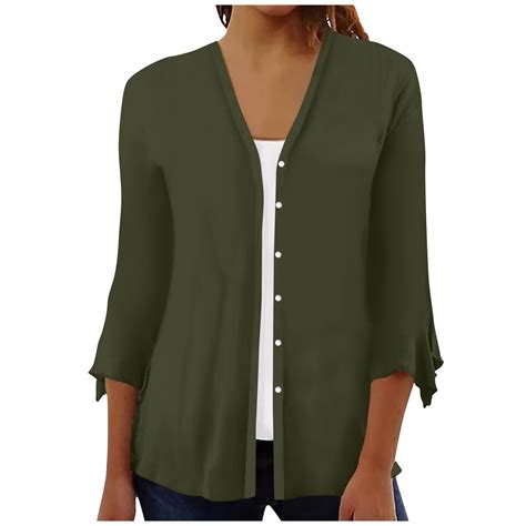 ZKIRBJV Summer Cardigans for Women Lightweight 3/4 Sleeve Lightweight ...