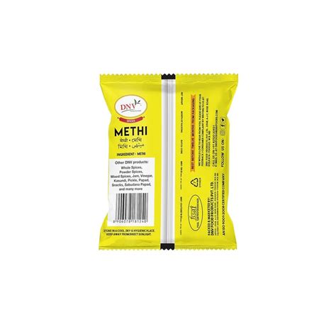 DNV Pure Natural Whole Methi Dana Fenugreek Seed 800g Pack of 40 (20g x 40)