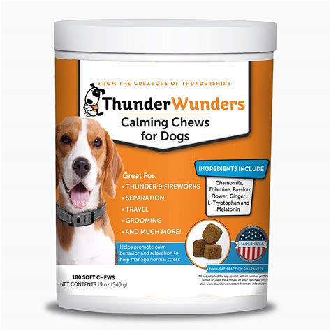 ThunderWunders Dog Calming Chews | Thiamine, L-Tryptophan, Melatonin ...
