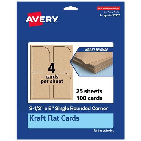 Avery Rectangle Flat Cards, 3-1/2" x 5", Kraft Brown, 100 Total ...