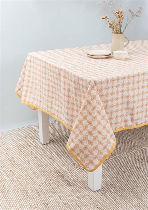 Terrazo 100% cotton geometric table cloth for 4 seater or 6 seater din