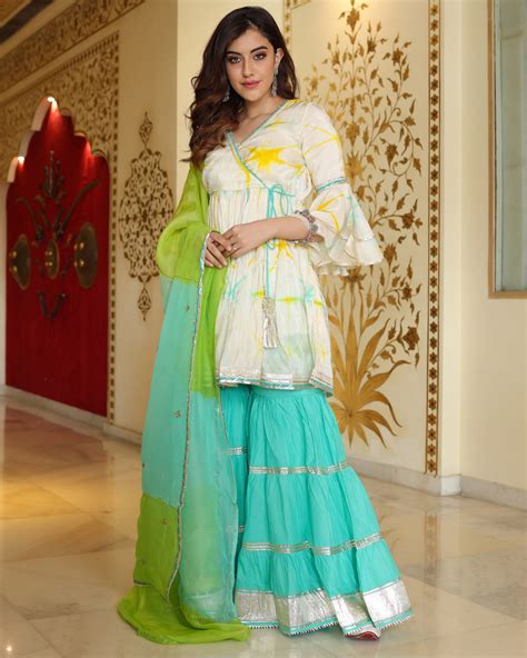 Buy Simply White Tie And Dye Sharara Set online in India at Best Price ...