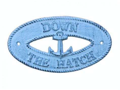 Hampton Nautical Dark Blue Whitewashed Hatch with Anchor Sign 8 ...