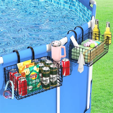 Amazon.com: Poolside Storage Basket 2 Pack, Above Ground Pool Basket ...