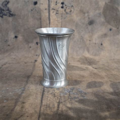 Vintage Pewter Tumbler Cup Wavy Metal Beaker Mid Century Modern Curvy ...