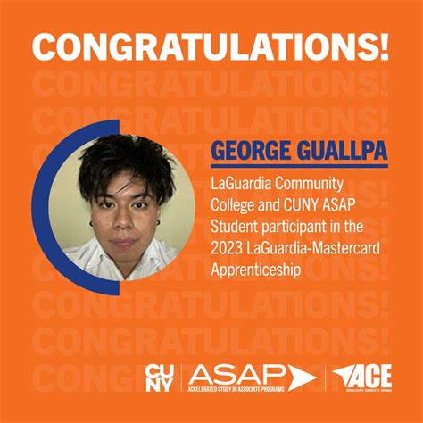 Congratulations to George, a LaGuardia Community College and @cunyasap ...