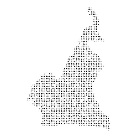 Abstrakte gepunktete Schwarz-Weiß-Halbtoneffekt-Vektorkarte von Kamerun ...