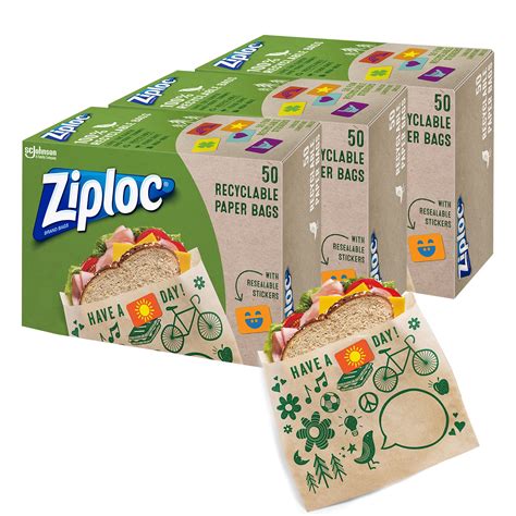 Snapklik.com : Ziploc Paper Sandwich And Snack Bags, Recyclable & Sealable