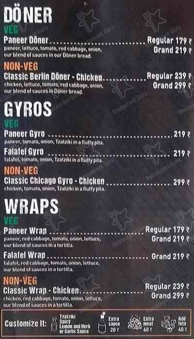 Menu at Doner and Gyros, Chandigarh, mohali