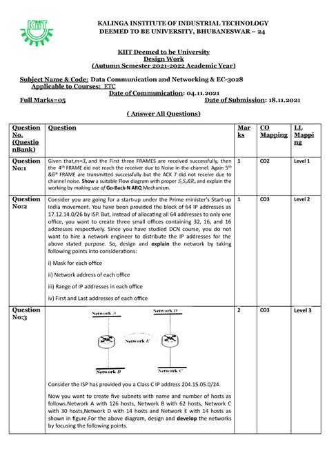 Design Work - Data Communication & Networking - KIIT University - Studocu
