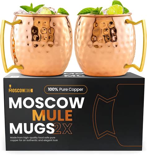 Amazon.com: Moscow-Mix Moscow Mule Mugs - Set of 2-100% Pure Copper ...
