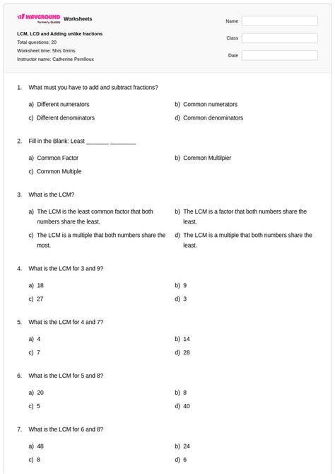 50+ Least Common Multiple (LCM) worksheets for Class 4 on Wayground ...
