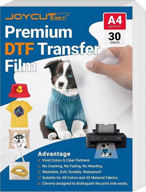 JOYCUT ART DTF Transfer Film -A4（8.3"×11.7"）30 Sheets Double-Sided ...
