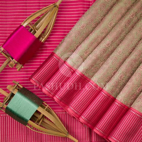 Tea Green- Thulian Pink Pure Kanjivaram Handloom Silk Saree *D58 ...