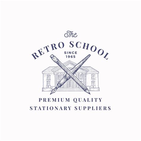 The retro school suppliers abstract vector sign symbol or logo template ...