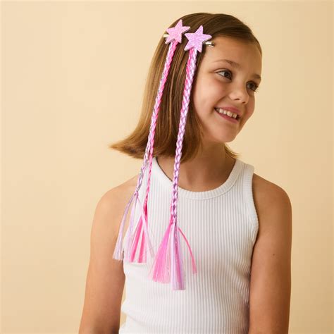Kids Faux Hair Plait Star Clips Set Of 2 - Accessorize India
